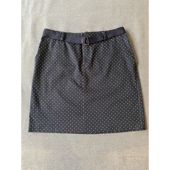 Chaps Womens Navy Blue Polka Dot Skirt Size 4 - Picture 2 of 11